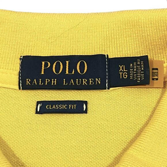 Men’s Polo Ralph Lauren Triple Pony Custom Slim Fit Yellow Polo Shirt Size XL - Picture 9 of 13